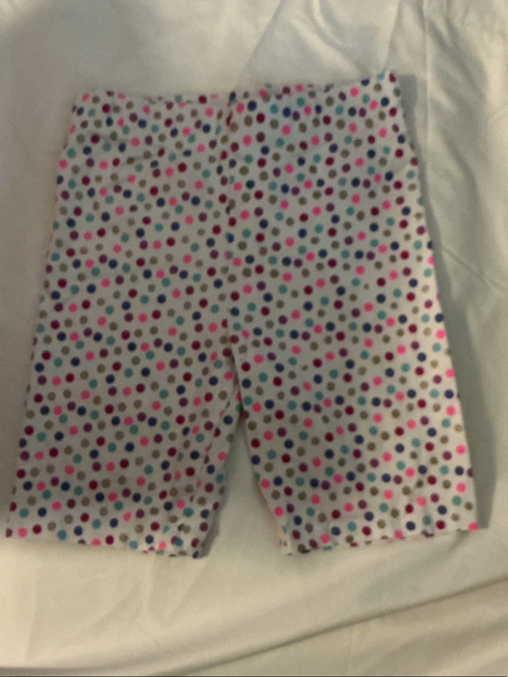 Isaac Mizrahi White Polka Dot Bike Shorts with Multicolor Dots